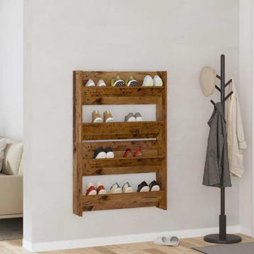 vidaXL Schoenenkast 2 st 80 x 18 x 60 cm Bewerkt hout Oud, Verzenden, Nieuw