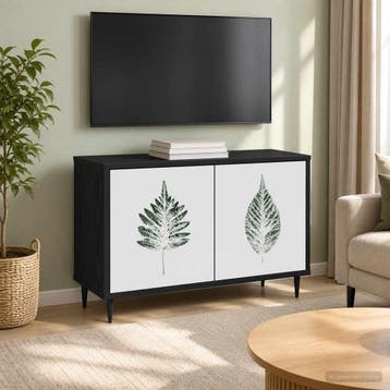 vidaXL Tv-meubel HANAU 69 x 33 x 50,5 cm Zwart eiken Bewerkt, Minder dan 50 cm, Verzenden, Nieuw, Minder dan 100 cm