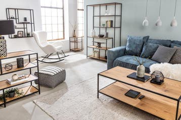 industrieele bijzettafel SLIM LINE 43cm wild eiken zwarte, Huis en Inrichting, Tafels | Sidetables, Ophalen of Verzenden, Nieuw