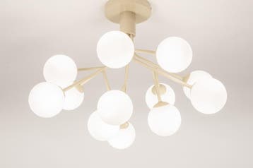 Rietveld Plafondlampen - Beige - Glas, Metaal, Huis en Inrichting, Verzenden, Nieuw