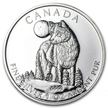 Canadian Wildlife - Wolf 1 oz 2011 (1.000.000 oplage), Verzenden, Noord-Amerika, Losse munt, Zilver