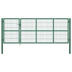 vidaXL Tuinhek met palen 350x120 cm staal groen, Verzenden, Nieuw