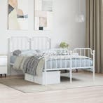 vidaXL Bedframe met hoofd- en voeteneinde metaal wit 120x200, Huis en Inrichting, Slaapkamer | Bedden, Verzenden, Wit, Nieuw, Twijfelaar