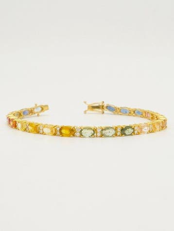 Armband - 18 karaat Geel goud Saffier - Diamant, Nieuw