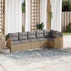 vidaXL 6-delige Loungeset met kussens poly rattan beige, Tuin en Terras, Verzenden, Nieuw, Loungeset
