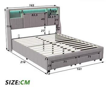 Gestoffeerd Opbergbed 140–160x200 cm met LED en USB, Verzenden, Nieuw