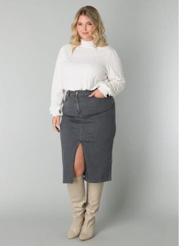 YESTA rok Riva denim knielang Maat:, Kleding | Dames, Verzenden, Nieuw, Overige kleuren