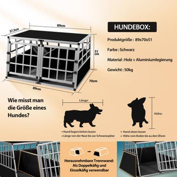 Transportbench voor Honden XL Aluminium 89x70x51cm, Dieren en Toebehoren, Verzenden, Nieuw