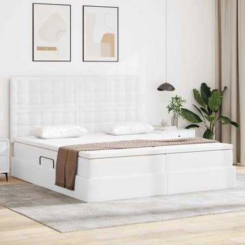 vidaXL Opbergbed met matras met opslag Puur Wit 180 x 200 cm, Verzenden, Nieuw, Wit, Overige materialen