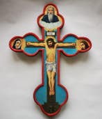 Icoon - Oud-Russisch kruis met de kruisiging, God de Vader,