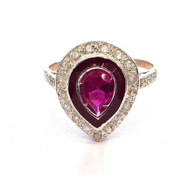 Zonder minimumprijs - Ring - 9 kt. Zilver, Roségoud Spinel -, Nieuw
