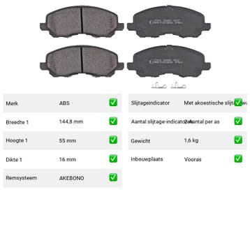 Remblokken Dodge Avenger TE4/2C6-9 Vooras - ABS Remblokken 3, Verzenden, Nieuw, Dodge