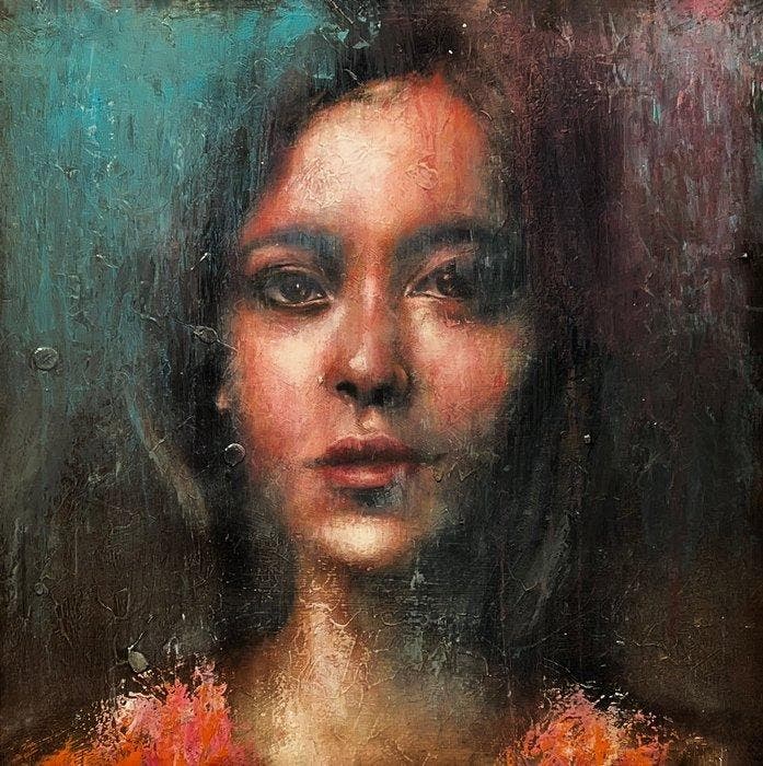 Robina Yasmin - Portrait in Hue, Antiek en Kunst, Kunst | Schilderijen | Modern