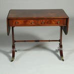 Mahonie met bloemmahonie sidetable of smalle schrijftafel me, Ophalen of Verzenden