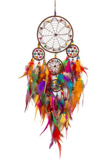KIMU® Dromenvanger Ster Regenboog Dreamcatcher Veren Macramé, Ophalen of Verzenden, Nieuw, Feestartikel, Carnaval