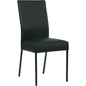 Leren eetkamerstoel Real - Toledo Nero (zwart) - Poten, Huis en Inrichting, Stoelen, Zwart, Nieuw, Ophalen of Verzenden, Eén
