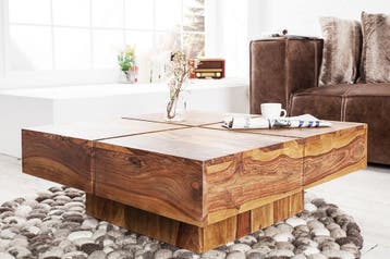 Design massief houten salontafel BOLT 70cm bruin sheesham, Huis en Inrichting, Tafels | Salontafels, Ophalen of Verzenden, Nieuw