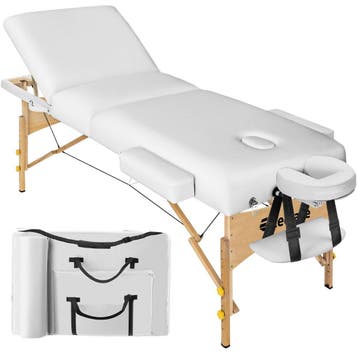 3-zones massagetafel met 10 cm matras en houten frame - wit, Verzenden, Nieuw