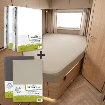 Textielpakket Frans bed - 2 moltons en 2 hoeslakens - rechts, Eenpersoons, Verzenden, Nieuw, Wit