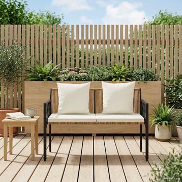 vidaXL Buitenbanken 2 -Seater 116 x 56 x 75 cm poly rattan, Tuin en Terras, Tuinbanken, Verzenden, Nieuw, Rotan