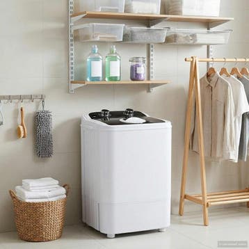 vidaXL Mini Wasmachine met Enkele Wasbak 4,6 kg Zwart en Wit, Witgoed en Apparatuur, Wasmachines, Verzenden, Nieuw