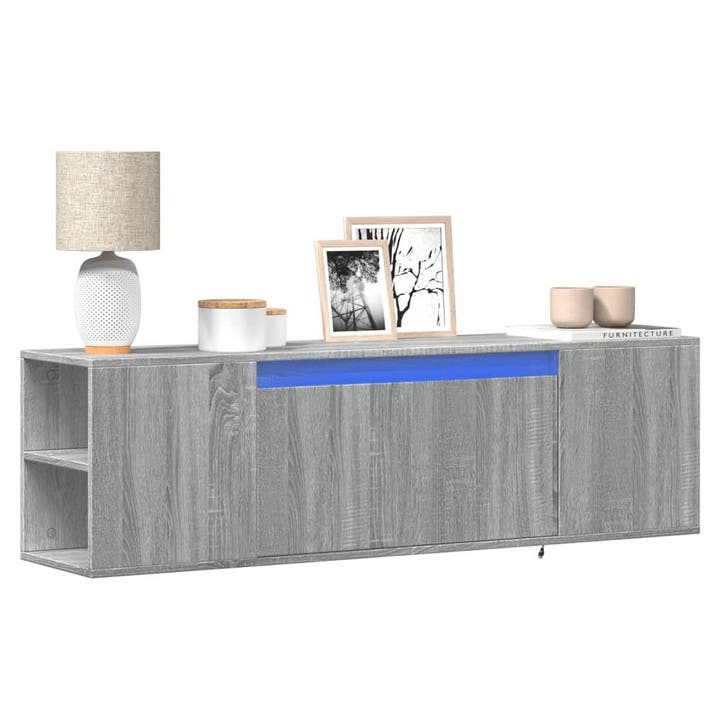 vidaXL Tv-wandmeubel met LED-verlichting 135x31x39,5 cm, Huis en Inrichting, Kasten | Televisiemeubels, Nieuw, Overige houtsoorten