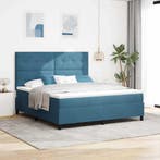 vidaXL LED Box Spring Bed met matras Donkerblauw 180 x 200, Verzenden, Nieuw, Blauw, Stof