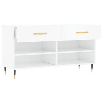vidaXL Schoenenbank 102x35x55 cm bewerkt hout hoogglans wit, Verzenden, Nieuw