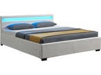 Gestoffeerd bed Lyon - 140 x 200 cm - Wit - LED Verlichting, Verzenden, Nieuw