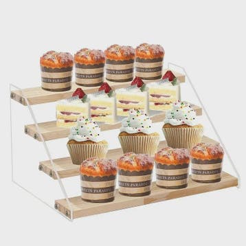 Houten Display Rek met Acryl Plateaus - 2 tot 7 Lagen voor A, Verzenden, Nieuw