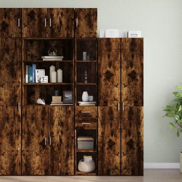 vidaXL Opbergkast smal 30x42,5x225 cm bewerkt hout gerookt, Minder dan 50 cm, Nieuw, 25 tot 50 cm, Overige houtsoorten