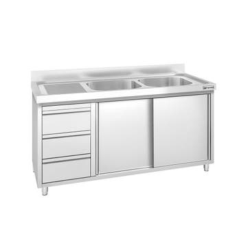 GGM Gastro | Spoelkast PREMIUM - RVS - 1400x600mm - met 3 |, Verzenden, Nieuw in verpakking, RVS Meubilair