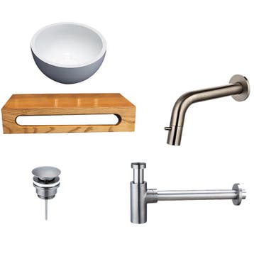 Sani Royal Solid Surface Waskom Rond met Massief, Nieuw