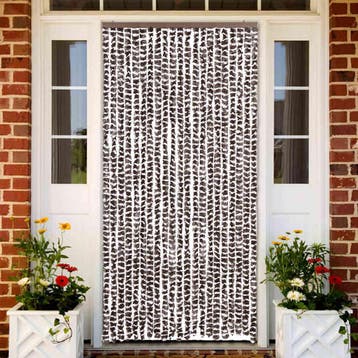 vidaXL Vliegengordijn 90x220 cm chenille bruin en wit, Verzenden, Nieuw, Bruin