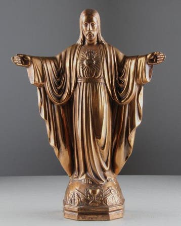 Beeldje - Sacred Heart of Jesus - Zinklegering, Hout