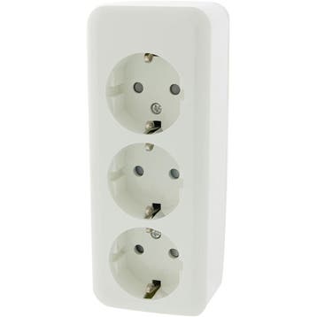 Q-LINK - Wandcontactdoos - Opbouw - 3-voudig Stopcontact -, Kunststof, Overige typen, Nieuw, Ophalen of Verzenden