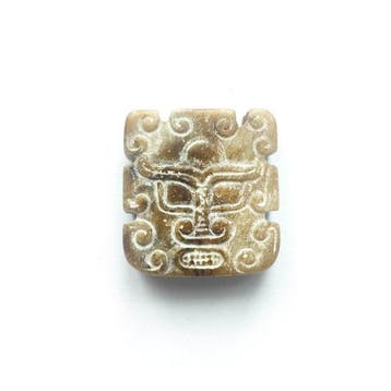 Oud-Chinees Hard Stone XS Monster Hoofd Beschermende Kraal