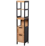 Hoge Badkamerkast met Planken en Laden Bamboe – 30x30x144cm, (Half)hoge kast, Minder dan 50 cm, Verzenden, 100 tot 150 cm