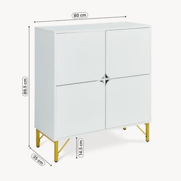 Dressoir Reyri 80x35x90 cm wit en goudkleurig [en.casa], Verzenden, Nieuw