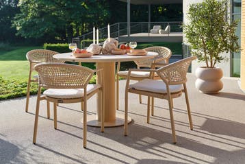 Hartman Taragona/Girona ronde stapelbare tuinset voor 4, Verzenden, Nieuw, Overige materialen, Tuinset