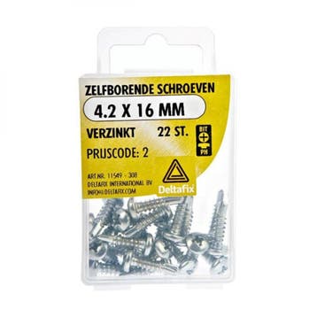 10 stuks Deltafix Zelfborende Schroef Verzinkt 4.2x16mm Set, Ophalen of Verzenden, Nieuw