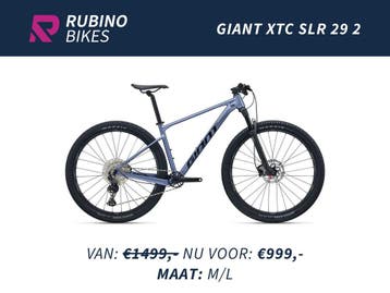GIANT XTC SLR 29er (M & L) - MTB - €500,- KORTING - DEORE, Fietsen en Brommers, Fietsen | Mountainbikes en ATB, Ophalen, Hardtail
