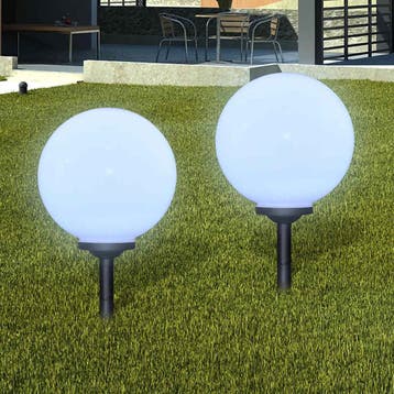 vidaXL Tuinpadlampen 2 st met grondpin LED 30 cm, Verzenden, Nieuw, Kunststof