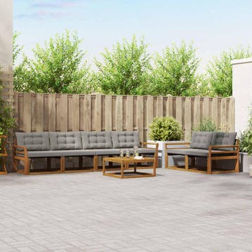vidaXL Buiten bankenset met kussen 7 pcs Natuurlijk en, Verzenden, Nieuw