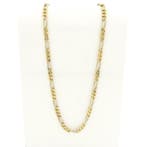 Bicolor massief gouden Figaro schakelketting, Ophalen of Verzenden, Gebruikt, Overige kleuren, Goud