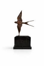 sculptuur, Art Deco stijl bronzen zwaluw in de vlucht - 48
