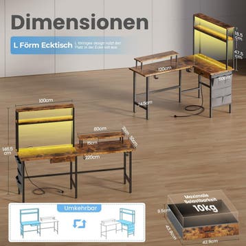 Gaming bureau - Gaming desk - Hoekbureau - 170x100 cm - Brui, Verzenden, Zo goed als nieuw