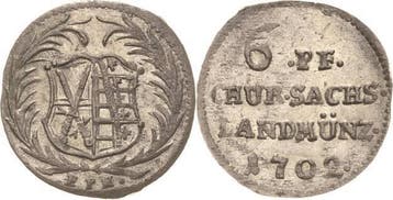 6 Pfennig Roter Seufzer 1702, Sachsen-kurlinie ab 1547 (a..., Verzenden
