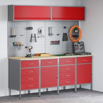 vidaXL Werkkast set 10 st Rood Poedergecoat staal en, Verzenden, Nieuw