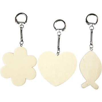 Sleutelhanger, afm 6-7 cm, dikte 3 mm, 3 stuk/ 1 doos, Nieuw